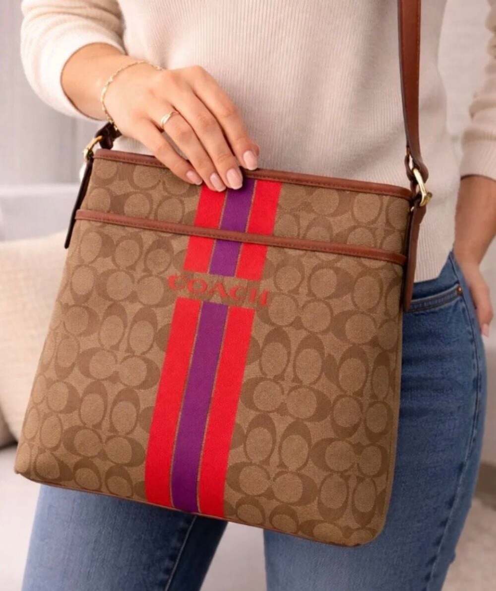 Coach Signature Canvas Stripe Crossbody Bag